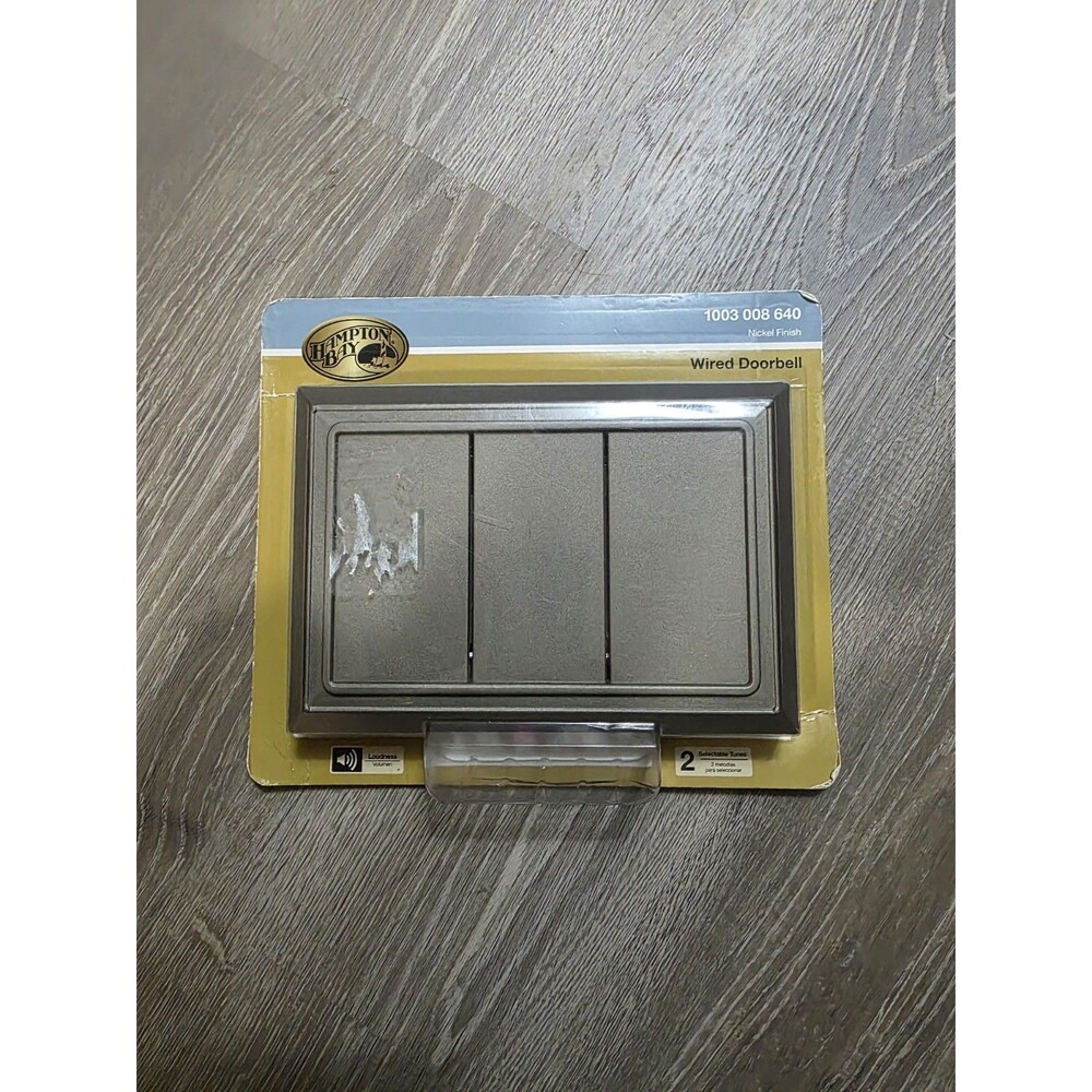 HAMPTON BAY HB-2749-03 WIRED DOORBELL 2 SELECTABLE CHIME TUNES + VOLUME NICKEL